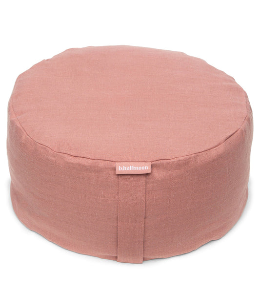 B, Halfmoon Linen Mod Meditation Cushion Rose Clay